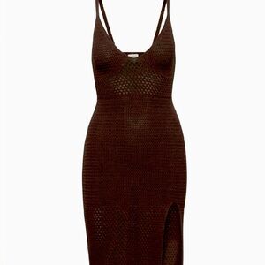 Aritzia Wilfred color Rich Mocha Brown Evie
Midi Dress